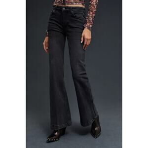 NWT Paige Genevieve High-Rise Black Flare Jeans - 32 waist